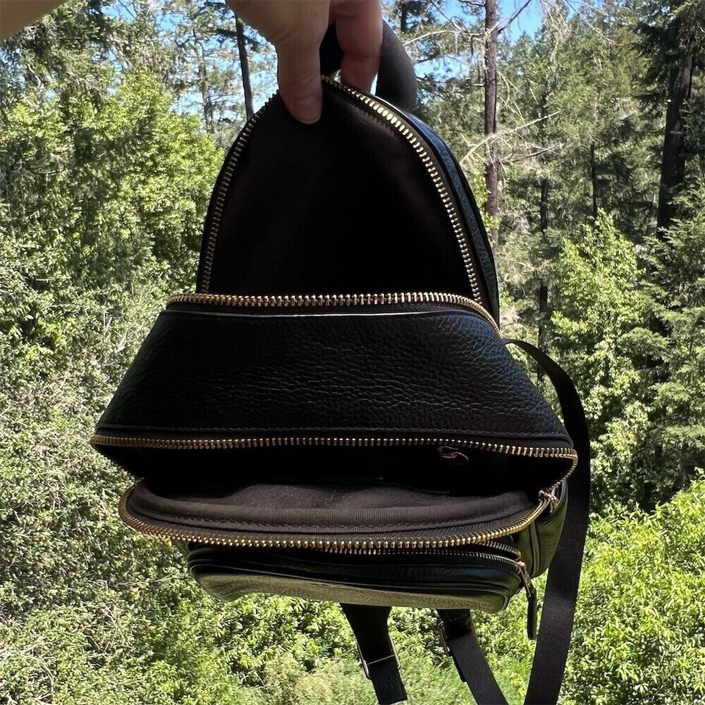 COACH Black Pebble Leather Mini Backpack Shoulder Bag w Gold Hardware AUTHENTIC - Picture 10 of 16